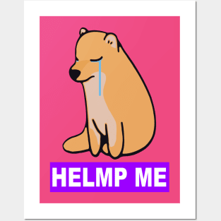 CHEEMS KAWAII CRY'N HELMP ME Posters and Art